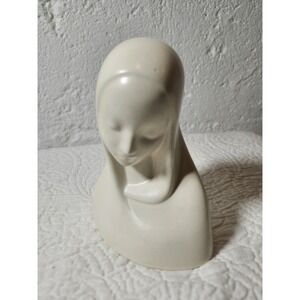 Ceramic White Matte Virgin Mary Head Bust
